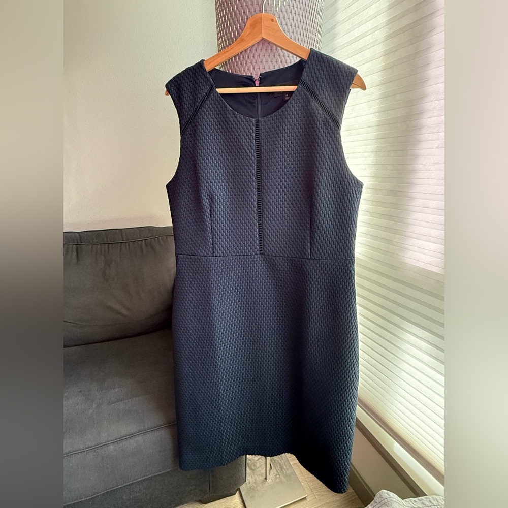 J. Crew Textured Navy Midi Dress